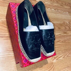 Tory Burch Black Leather Espadrilles